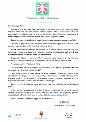 Lettera del sindaco - www.chivassobimbi.it