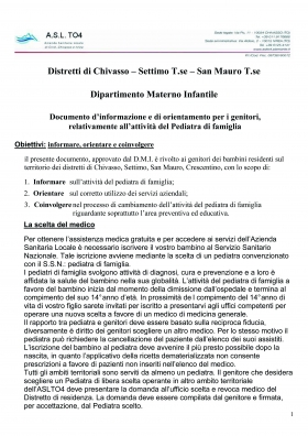 Documento d’informazione e di orientamento per i genitori - www.chivassobimbi.it