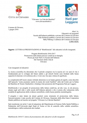 LETTERA INFORMATIVA PER LE INSEGNANTI - www.chivassobimbi.it